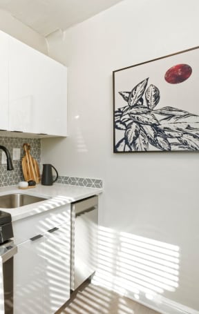 Studio kitchen (staged) at 1500 Arlington, Arlington, VA