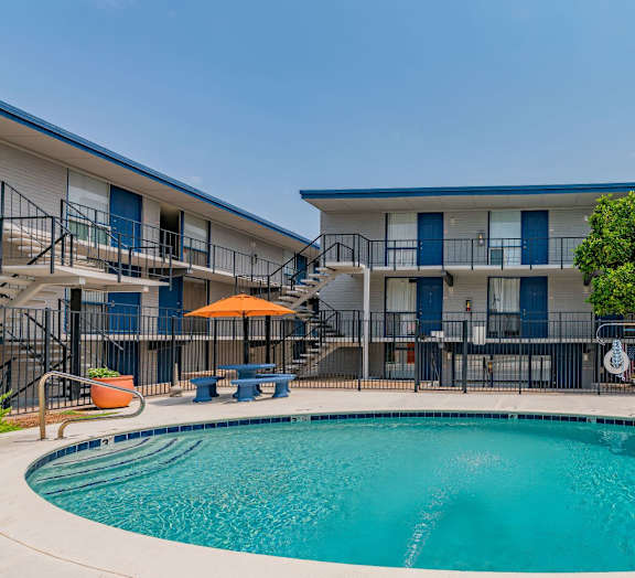 the swimming pool at our apartments at Mark at 87 Apartments, Mesa Arizona