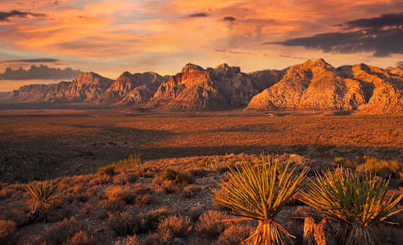 a view of the superstitions of the organ mountains in the desert at sunset at Lumina at Spanish Springs, Sparks, Nevada