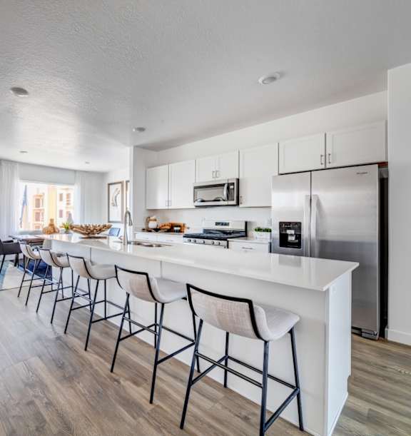 BLVD 120 Townhomes in Pleasant Grove, Utah Model Kitchen with Large Island