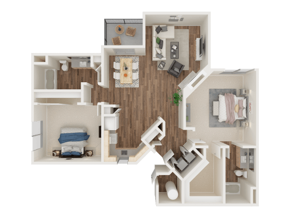PINNACLE AT GALLERIA | Apartments | Floorplan | 2x2B Mendocino