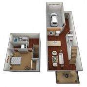 1 bed 1.5 bath Floor Plan at Benson Village Townhomes Apartments, Sioux Falls