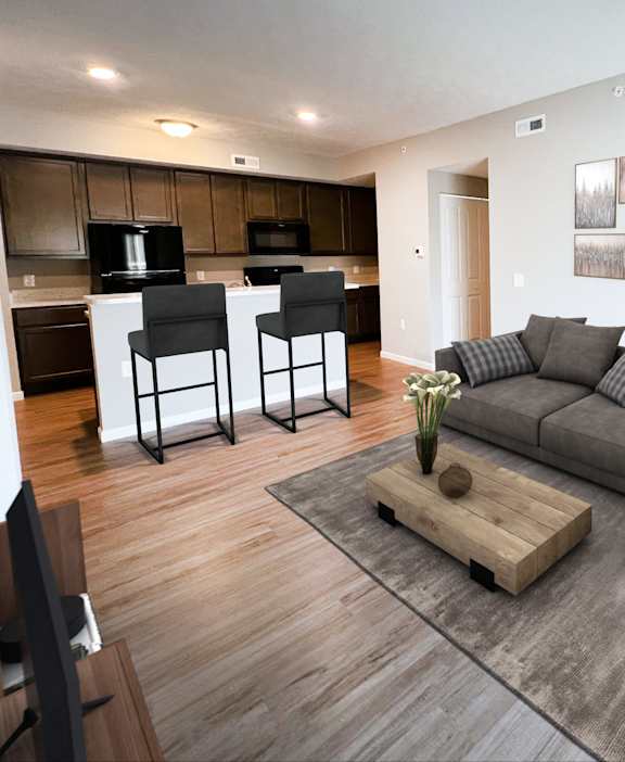 a living room with a couch and a table at Parkway Trails, Florence, KY, 41042