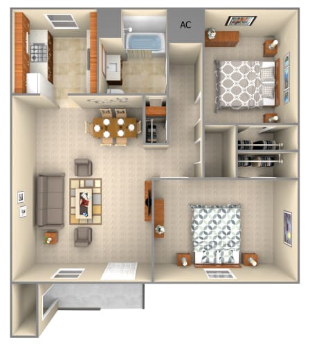 Floor Plan  2 BR 60