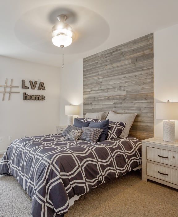 Modern Bedroom at Lakeside Village Apartments in Clinton Township