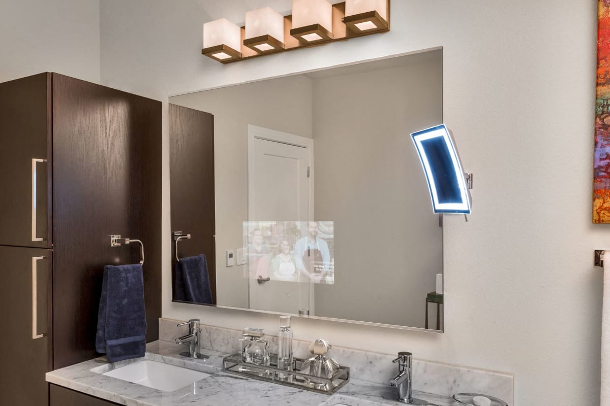 Westwood Green bathroom vanity with built-in TV - Lakewood, CO