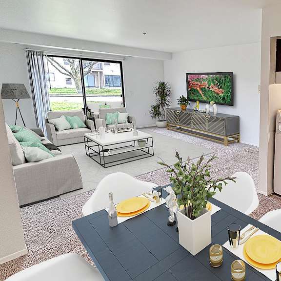 a bedroom with a bed and a tv in it