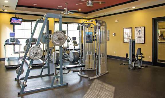 Fitness center at Lakeland Estates Apartments in Stafford TX