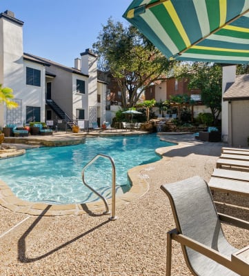 Community pool at Heatherstone apartments in Dallas, TX.