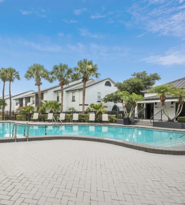 Swimming pool at Rosehill Preserve Apartments in Orlando, FL.