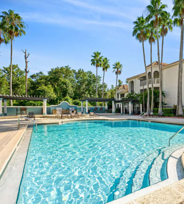 Pool & sundeck at The Vinings At Hunter's Green Apartments in Tampa, FL.