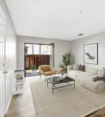 Model living room at the Meritage Apartments in Vallejo, California 
