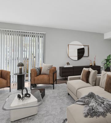  Model living room at Tree Top Apartments in Raleigh, NC