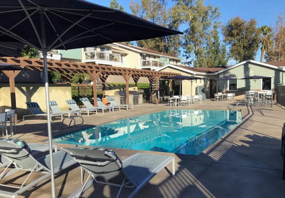 Pool and sundeck at Forest Park at Fletcher Hills Apartments in El Cajon, CA 