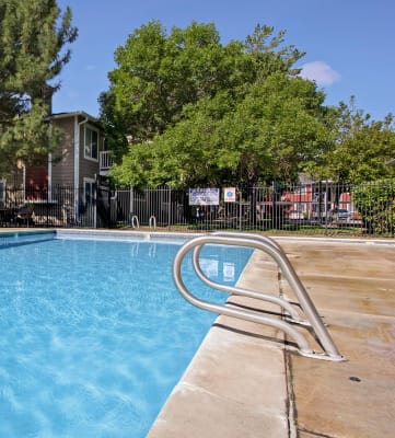Pool view at Overlook Point Apartments in Salt Lake City, UT  