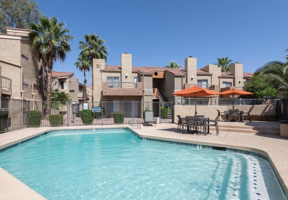  View of pool and sundeck at Crystal Creek Apartments in Phoenix, Arizona