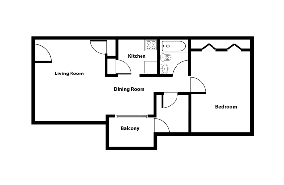 Floor Plan  1 Bed | The Flats of Chambersburg apartment in Chambersburg PA