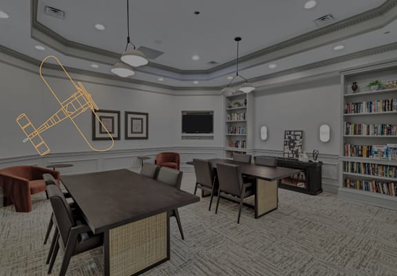 a rendering of a meeting room with a table and chairs