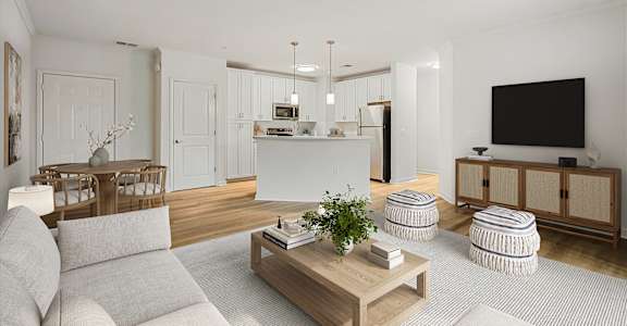 Living Area With TV at River House Apartments, Norfolk, 23504