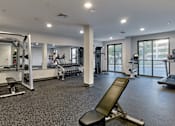 Thumbnail 15 of 20 - Gym with weights and cardio equipment with glass doors at Walnut Street Commons, Allentown, PA, Pennsylvania, 18101