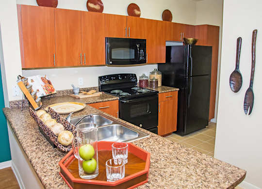 Model Kitchen at Lakeland Estates Apartments in Stafford TX
