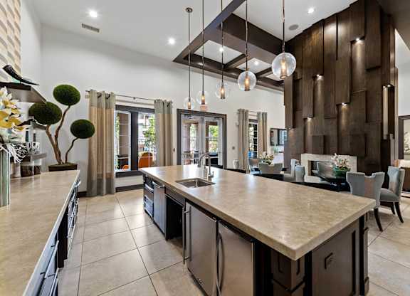 Social lounge kitchen at Atley on the Greenway Apartments in Ashburn VA