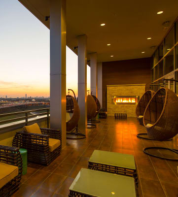 Sky Lounge with Indoor and Outdoor Seating Areas at Revl Heights, The Barvin Group, Houston, Texas