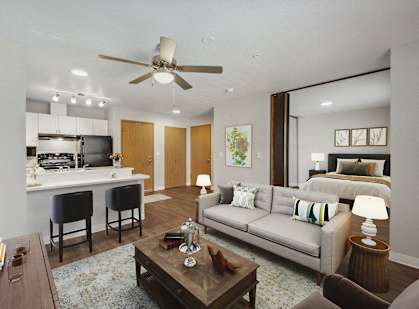 Living room at Auburn Court Apartments in Auburn WA