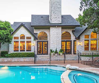 community swimming pool in front of the clubhouse
