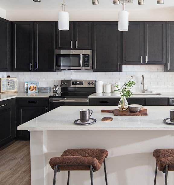 Brown Cabinetry at Pointe at Prosperity Village Apartments, Charlotte, 28269