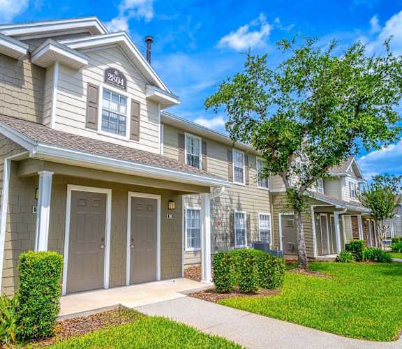 A row of houses with the number 5404 on the front of the first one.