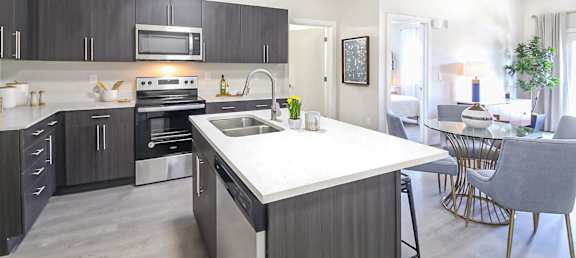 the preserve at ballantyne commons apartment kitchen and living room