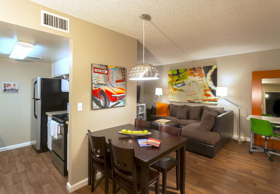 Kitchen and Living Room at Zona Verde Apartments
