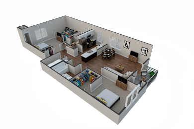 2 bed 2 bath Maryland Floor Plan at McHenry Square Apartments, Augusta, GA, 30909