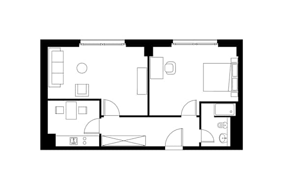 Floor Plan  1 Bedroom Plus