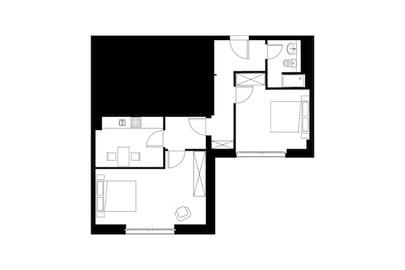 Floor Plan  1 Bedroom suitable for Co-Living