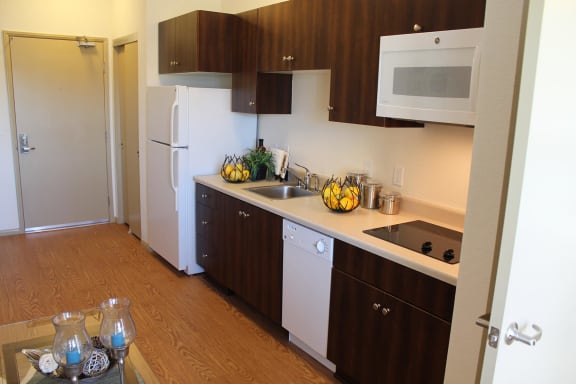 model kitchen at the lodge at morgan hill apartments in morgan hill ca