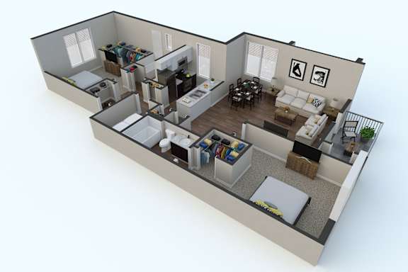 Floor Plan  2 bed 2 bath Baltimore Floor Plan at McHenry Square Apartments, Augusta, GA