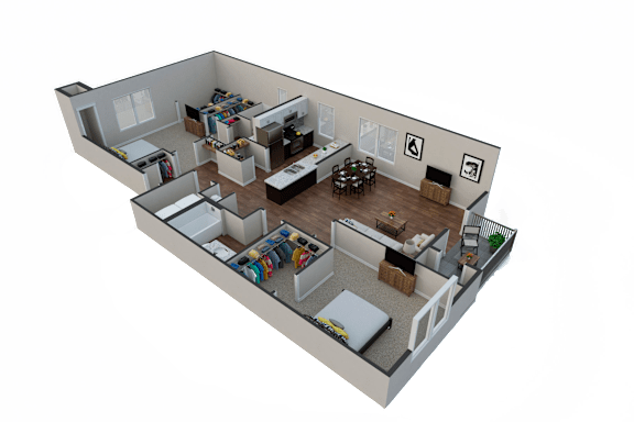 2 bed 2 bath Maryland Floor Plan at McHenry Square Apartments, Augusta, GA, 30909