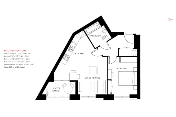 floor plan of the third level of the apartment