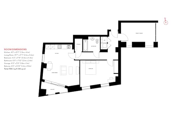 A black and white image of a house floor plan with room dimensions listed.