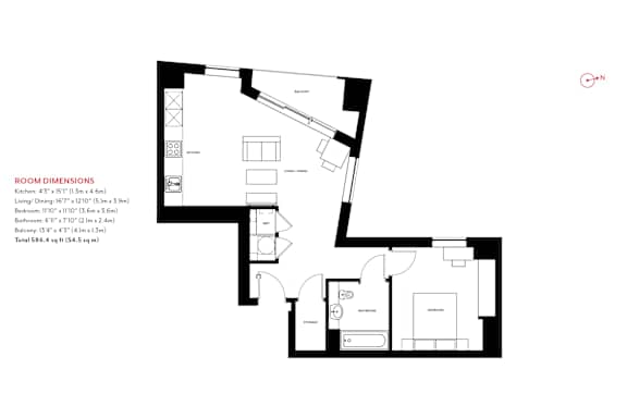 A black and white image of a floor plan for a house with labeled room dimensions.