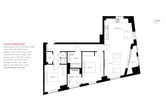 floor plan of the upper level of attic floor with bedroom and bathroom