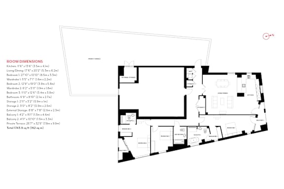 floor plan of the third level of the renovated home