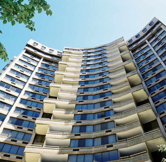 Apartment building view at Hampton Plaza Apartments, Maryland, 21286