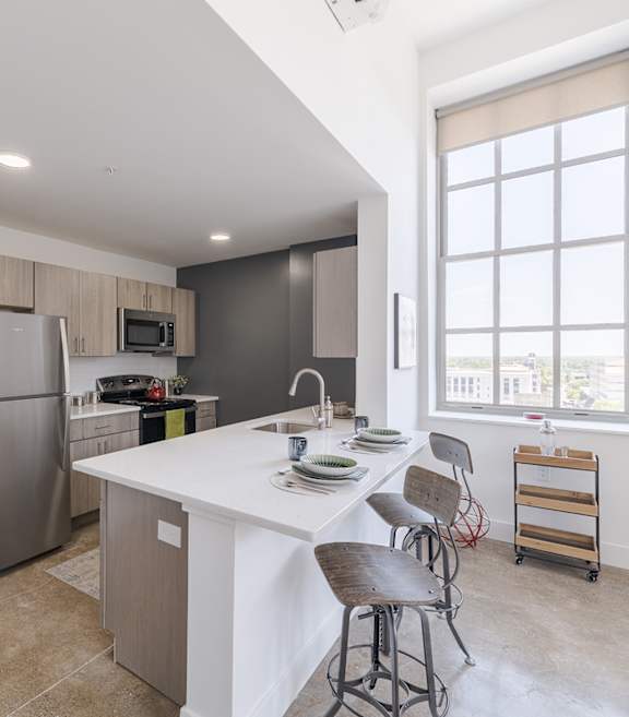 Open Kitchen at The Bell Apartments, Trenton, NJ, 08608