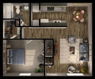 1 bed 1 bath B Floor Plan at The Reserve at City Center North, Houston, TX