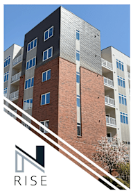A building with the word RISE on the bottom.