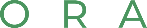 The image shows three green letters, O, R, and A, arranged in a horizontal line.