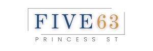 the logo for princess st with a white background and blue and orange text